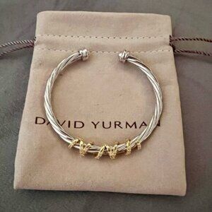 David Yurman Silver and Gold Twisted Bracelet 4mm